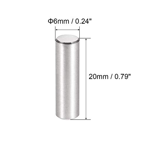 uxcell 50Pcs 6mm X 20mm Dowel Pin 304 Stainless Steel Cylindrical Shelf Support Pin Fasten Elements Silver Tone
