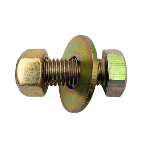 3/4"-10 x 2 Grade 8 Bolts (4-Pack) – Heavy-Duty Hex Bolts Includes USS Flat Washers & All Metal Prevailing Torque Lock Nuts – High-Strength SAE J429 2.0" Coarse Thread Yellow Zinc