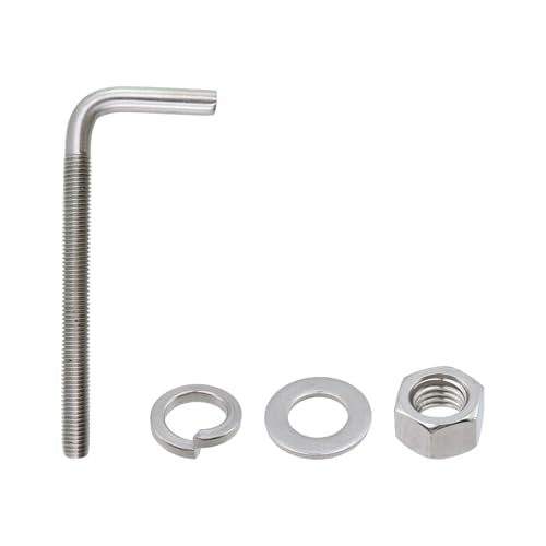 10pcs L Shape Anchors Bolts, 1/2 x 6 Inches, Stainless Steel M12×152mm