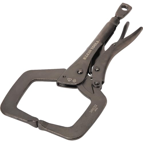 Klein Tools 38632 C-Clamp Locking Pliers with Standard Jaws, Intuitive Thumb Knob, Adjustable Clamp for Home, Shop, Woodworking, 11-Inch 11-In Standard Jaw