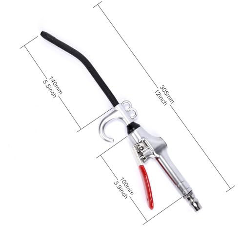 1/4" Zinic Alloy Air Blow Gun with Portable Hook 13bar/187psi JP Connect Fitting for Cleaning Dust,Industrial,Electronic,Car,Home