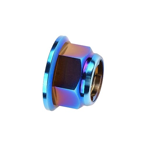 Titanium Flanged Head Metal Lock Nut (M8 Pitch 1.25mm,Burning Blue) M8 Pitch 1.25mm Burning Blue