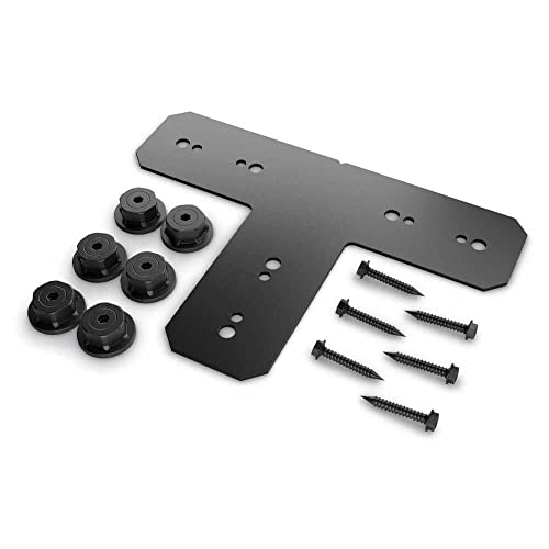 OZCO Ironwood T Tie Plate Connector 4" | Decorative T Connector for Pergola, Deck, Fence and Outdoor Wood Structures | Powder-Coated Galvanized Steel Hardware 4 Inch