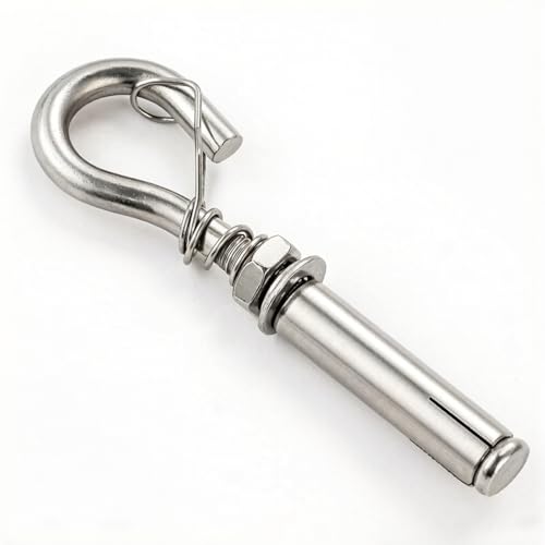 3/8" Expansion Bolt Spring Hooks 15 pcs,M10 Concrete Hooks 304 Stainless Steel Spring Closed Type,Used for Cement Walls, Brick Walls 3/8