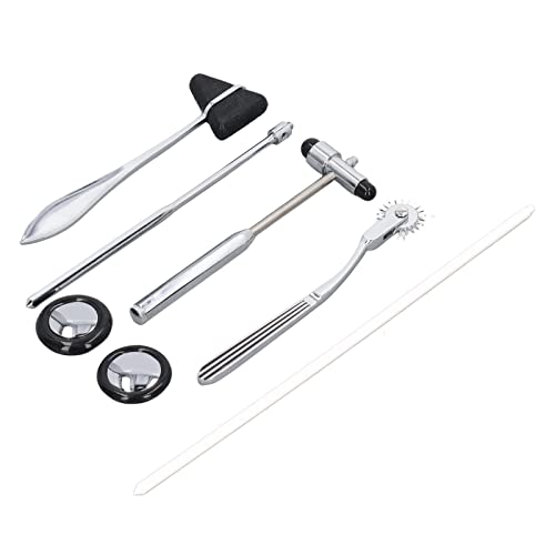 Neurological Reflex Hammer Set, 5 Pieces, Medical Neurological Hammer Set Made of Stainless Steel, Multifunctional Portable Reflex Hammer for Examination of the Nervous System