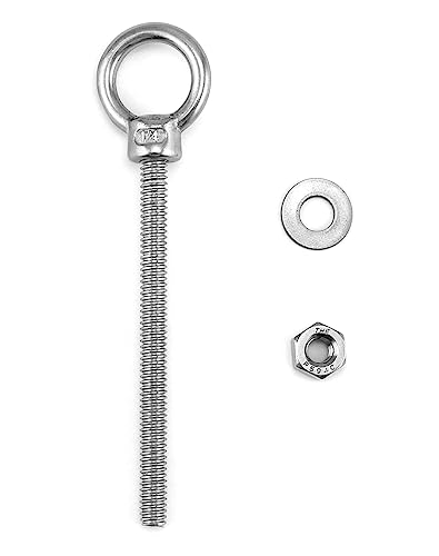 QWORK Eye Bolt, 25 Pack 1/4"x3" Stainless Steel Marine Grade Threaded Eyebolts, Lifting Ring Threaded Eyebolts with Nuts Washers 1/4" x 3"