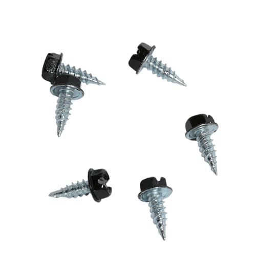 Malco HW7X1/2ZBT Black Painted Zip-in® Self-Piercing Sheet Metal Screws Size 7 Shank- 1/2" Length - 1/4" Slotted Hex Head - Tub of 1000 #7x1/2