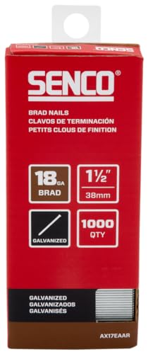 SENCO AX17EAAR 1-1/2" 18 Gauge Brad Nails, Galvanized Finish, Collated, 1,000 Count Pack