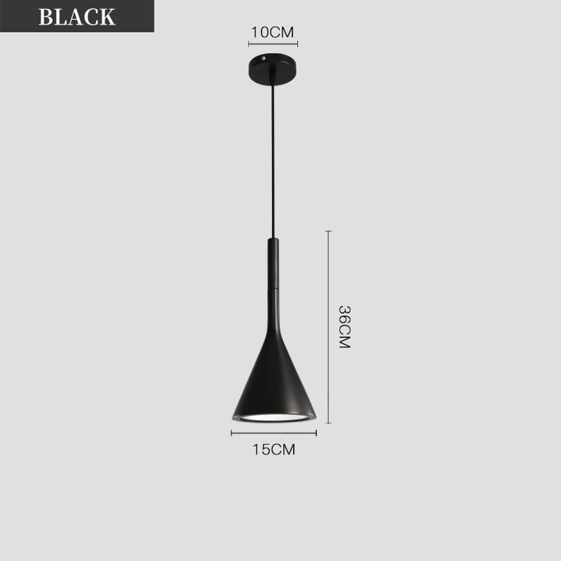 1-Light Small Industrial Kitchen Island Pendant Lights- Farmhouse Black Cone Shade, Living Room Bedroom Bedside Adjustable Hanging Ceiling Lamp with E27 Socket