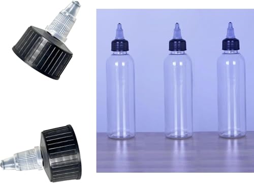10 Natural Twisted Bottle Caps (28/410) - Bottle Cap Dispensers for Squeezing Bottles, Handcrafted, Art, Glue, LDPE Material (Black)