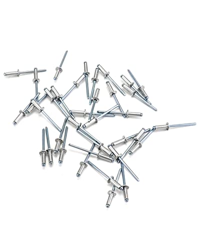 QWORK Aluminum Blind Rivets 1000PCS, 3/16" x 1/2" (4.8 x 12mm) Large Flange Rivets, Aluminum Body with Steel Mandrel, Grip Range 7.0–9.0mm for Metal & Sheet Repair 1000 Pack 3/16" x 1/2"