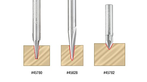 Amana Tool - 45628 Solid Carbide V Groove Engraving 15 Deg x 1/4 Dia x 0.666" x 1/4" S 1/4 D x 0.666 CH x 1/4 SHK