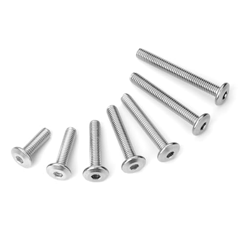Mywish M6 Screw M6 x 25mm 30Pcs Flat Head Bolt Hex Socket Cap Screws Bolts &159-Piece M6 Screw Assortment Kit - 304 Stainless Steel Button Head Socket Cap Metric Screws, Bright Finish & Hex Spanner