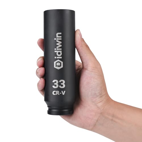 1/2" Drive 33mm Extra Deep Impact Socket，6.3"(160mm) Long，6-Point, Heat Treated Cr-V Alloy Steel, One-Piece Forged, Radius corner design