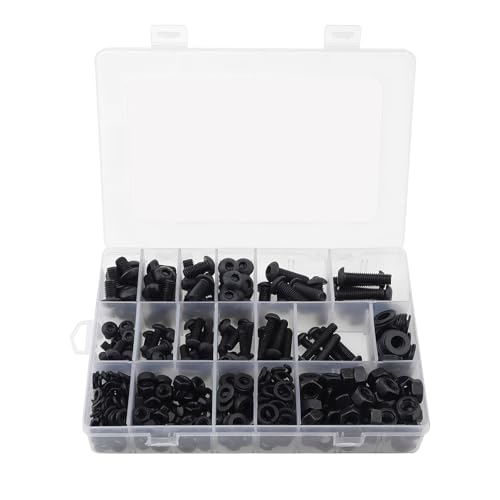432 pcs Bolts and Nuts Set, 10.9 Grade Alloy Steel M6-1.0 M8-1.25 Button Head Hex Socket Cap Screws Bolts Nuts Washer Assortment Kit with Hex Wrench, Magnetic Hexagonal Socket Screwdriver Bit