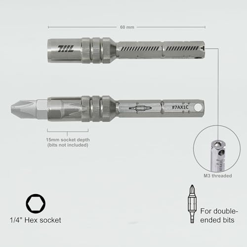 711L Mini Ratchet Wrench TG Bundle with Magnetic Bit Extensions | 1/4" Double-Ended Bits Compatible EDC Ratchet with T-Handle & L-Handle 71143+7AX1C