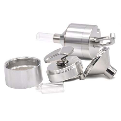 TopHomer Manual Powder Grinder with Glass Bottle, Silver