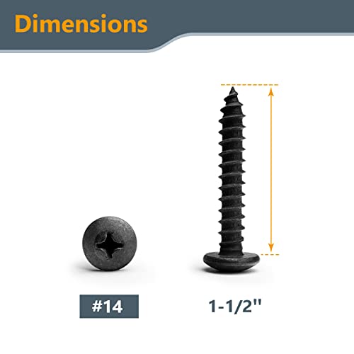 POWERTEC #14 x 1.5 Wood Screws – 100 PCS Zinc-Plated Self-Tapping Flat Head Phillips Screws with Deep Thread for Crafts, Wood, Drywall (QWS1008) (Pack of 2) #14 x 1.5 (100pcs) (Pack of 2)