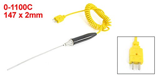 sourcing map K Type 0-500C Degree 147mm x 2mm Thermocouple Probe Temperature Sensor