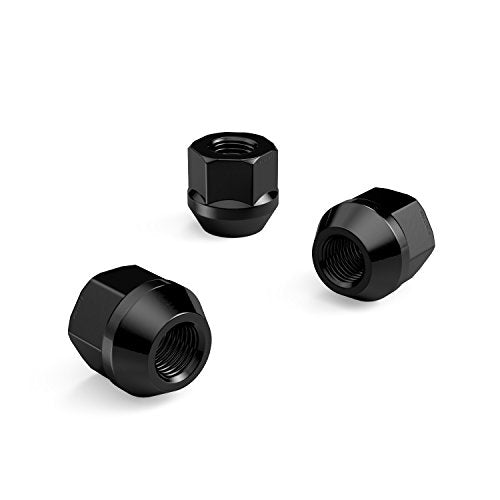 20pcs Open End Lug Nuts, 1/2x20 Threads, 0.81" Length, Cone Conical Taper Acorn Seat, 19mm 3/4" Hex Head, Compatible with Ford Lincoln Dodge Jeep and More - Black
