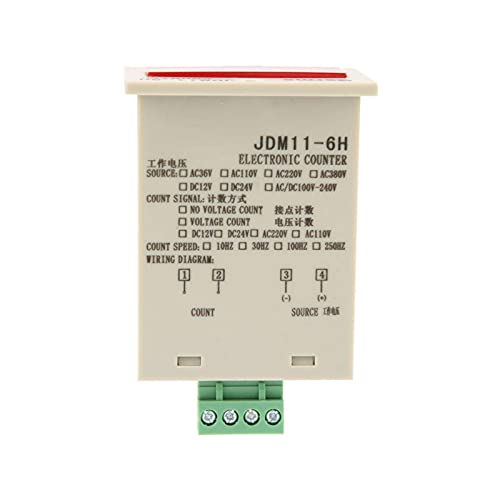 Tyenaza Electronic Counter, JDM11-6H 6-Digit Display Electronic Counter for Signal Input Counting AC220V/DC36V/DC 24V/DC 12V DC24V