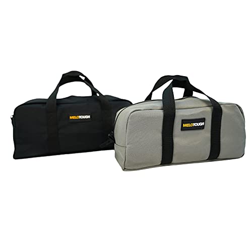 MELOTOUGH 2 PACK Fastener Bag Utility Canvas Zipper Tool Bag + 2 PACK Utility Tool Tote bag Combo Kit-Includes 1 Medium & 1 Small Tool Organizer Bags