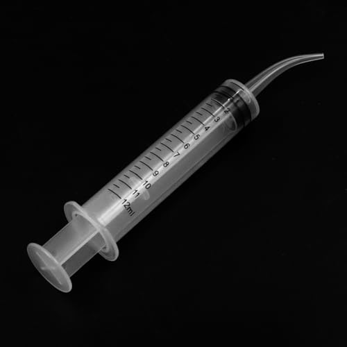 Sarini 4 Pcs Dental Syringe for Flushing, Dental Syringe, Measuring Syringe, Cleaning Syringe, Oral Irrigator, Curved Syringe Tip, Feeding Injection Tool with Curved Syringe Tip