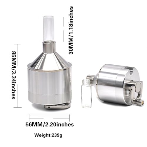 TopHomer Manual Powder Grinder with Glass Bottle, Silver