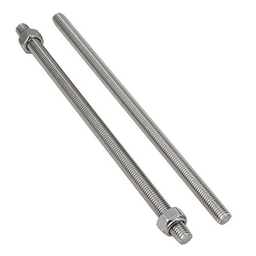 5pcs/Pack M12 x 250mm Fully Threaded Rods, 304 Stainless Steel Threaded Rod, Right Hand Threads 1.75mm Pitch with 10pcs LockNuts for Clamps, Hangers, Anchor Bolts and U-Bolts (M12 x 250mm)