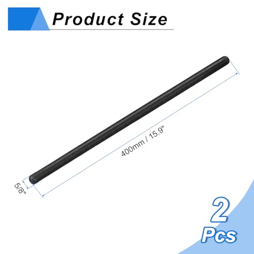 uxcell 5/8-11 UNC Fully All Threaded Rod, 2Pcs B7 Alloy Steel Long Threaded Screw 15.9" Length Right Hand Threads Fully Studding Rod Bar for Machinery, Construction, Black 5/8" x 15.9" 2