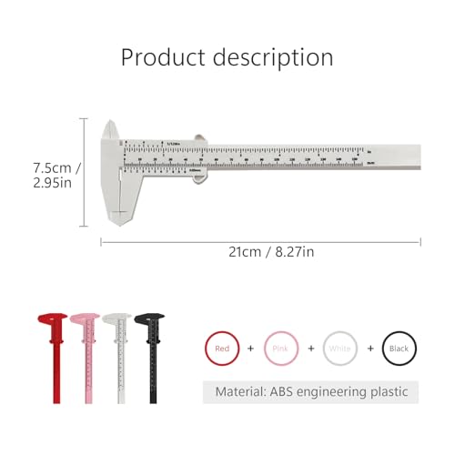 Set of 4 Digital Callipers, 150 mm Precision Calliper, Digital 0.01 mm, Plastic Caliper, Analogue Accuracy Thrust Gauge, Small for Household, Office, Students, Buttons, Jewelery Measurement