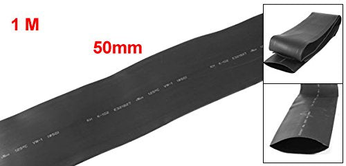 sourcing map 1 meter 50mm diameter 82mm flat width ratio 2:1 heat shrink tubing black