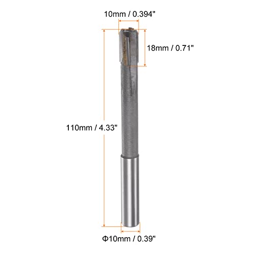 sourcing map Clamping Reamer 10mm H7 C1/K30 Carbide Tip Precision Straight Flutes Round Shank Lathe Machines Cutter 10mm
