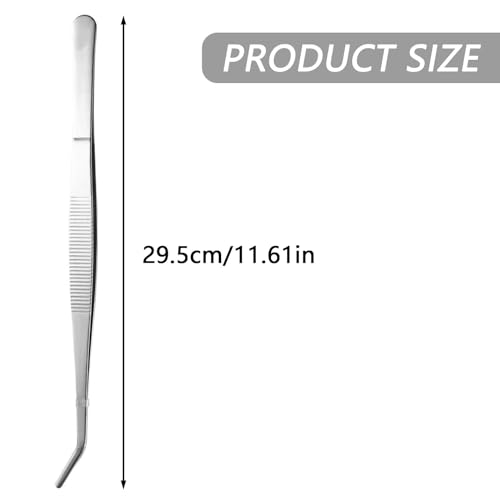 Curved Tweezers for Fish Tank Stainless Steel Tweezers Aquarium Tank Tweezers 30cm Feeding Tongs for Fish Tank Plants Aquascape Tools Feeding Tongs (30cm Elbow)