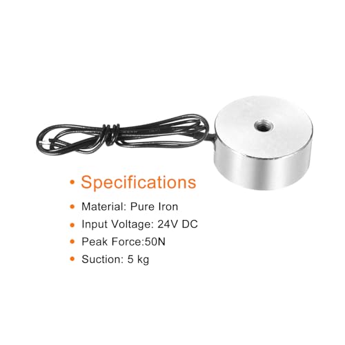 QUARKZMAN Round Solenoid Electromagnet DC 24V 50N Electric Solenoid | 11 lb/5 kg, for automation devices