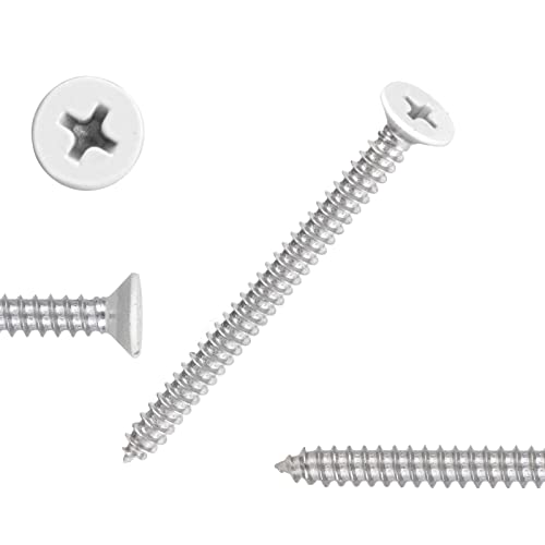 QISHENG 400 PCS White Head #6#8#10 Stainless Steel Phillips Flat Head Wood Screws Assortment Set,Stainless Steel 18-8 A2(304) Screw,Home Screw Kit #6#8#10 Set Set White