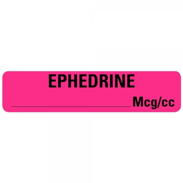 EPHEDRINE Medical Healthcare Labels, 0.375” x 1.625”, 500 Labels/Roll, Pink - Use for Medical Records, Syringes, IV Bags, and IV Lines | LabelValue.com