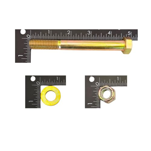 1/2"-13 x 4-1/2" Grade 8 Hex Bolts (4-Pack) with Flat Washers & Nylon Lock Nuts – SAE J429 Coarse Thread Heavy-Duty Bolts for Automotive, Machinery & Construction 4.5"