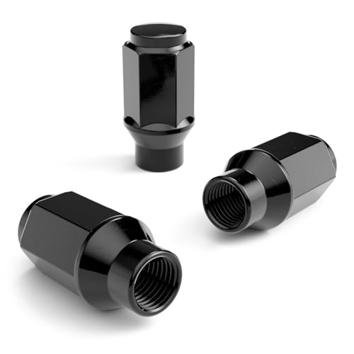 24pcs Black Bulge Lug Nuts - Metric 14x1.5 Thread Size - 1.75 inch Length - ET Style - Cone Conical Taper Seat Shank - Closed End - Compatible with 6Lug Vehicles and Aftermarket Wheels