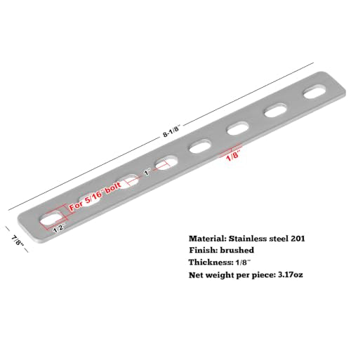 GBGS 10 Pcs 8" Mending Plate,Flat Straight Brackets,Slots for 5/16" Bolt