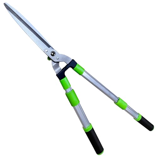 Extendable Hedge Shears - Professional Garden Trimmer with Straight Blade, Adjustable Handle for Borders, Bushes & Pruning, Heavy Duty Bush Cutter & Gardening Scissors