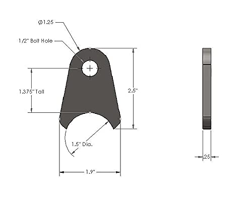 Tube mount shock tab 1.5" Pair