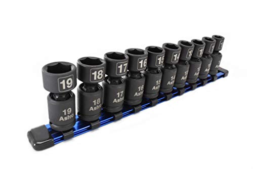 Astro Pneumatic Tool 78344 Metric 3/8" Drive Nano Pinless Universal Impact Sockets (10Piece) 3/8" Drive Nano Metric