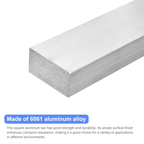 uxcell Square Aluminum Flat Bar, 1" Thickness 2" Width 8" Length Square Aluminum Bar 6061 Aluminum Flat Plate, 25 x 50 x 203mm T6511 Solid New Mill Stock 1" x 2" x 8"