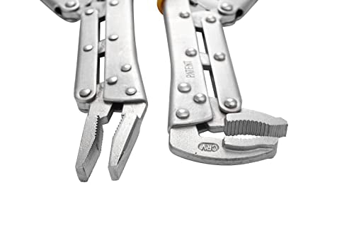 12Inch Extended Long Locking Vise Grip Pliers Set, Straight Head / 80 Degrees Head Needle Nose Pliers Set, Fast Release Design, CRV Steel
