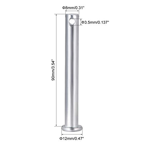 uxcell Single Hole Clevis Pins,8mm x 90mm Flat Head Zinc-Plating Steel 10 Pcs 8mm x 90mm