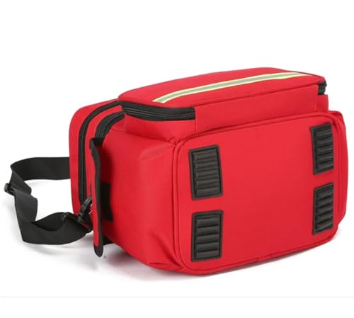 Double Layer Medical Bag, Empty Bag, Emergency Bag, Portable Travel Pharmacy for Medicine Bottle, Vitamins, Medical Accessories, Red