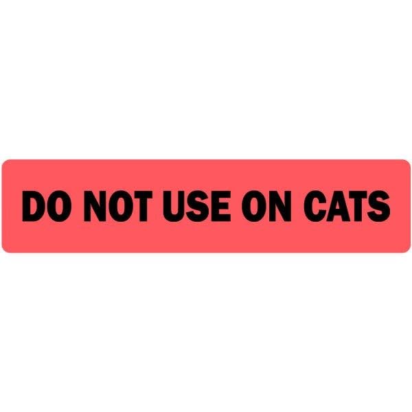 Do Not Use On Cats - 0.375” x 1.625” Veterinary Labels/Stickers, [500 Labels/1 Roll], Bright Red - Warning Stickers for Veterinary Clinics/Hospitals | LabelValue