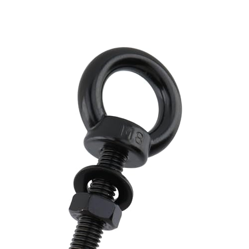 Dnyta 10 Pcs M8 Stainless Steel Eye Bolt, M8 x 80mm (5/16" x3-1/7) Eyebolts Black M8x80mm(5/16"x3-1/7")