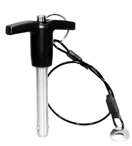Stainless Steel T - Handle Quick Release Ball Locking Pin with with Lanyard Cable, 1/2" Pin Diameter and 2-1/4" Usage Length (1PC) 1PC